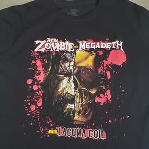 ROB ZOMBIE And MEGADEATH With LACUNA COIL T Shirt 2012 Men's XL (2X Tag) Note